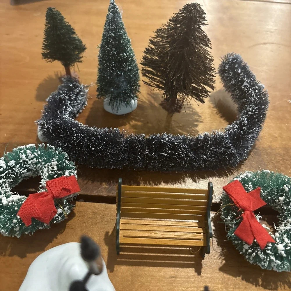 Dept 56 Lot People Wagon Fence Trees Clock Scrooge Ladder Christmas Village Huge